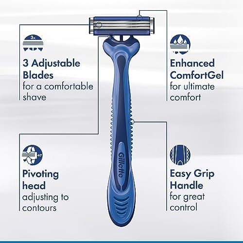 Gillette Sensor3 Comfort Disposable Razors for Men, 8 Count, Lubrastrip Glides Easily Over Your Skin (Pack of 2) Gillette