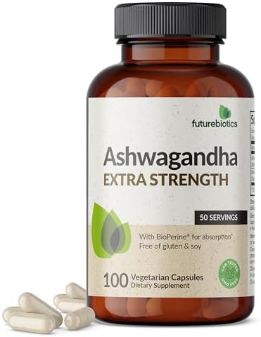 Futurebiotics Ashwagandha Extra Strength Stress & Mood Support with BioPerine - Non GMO Formula, 100 Vegetarian Capsules (Вегетарианские капсулы) FutureBiotics