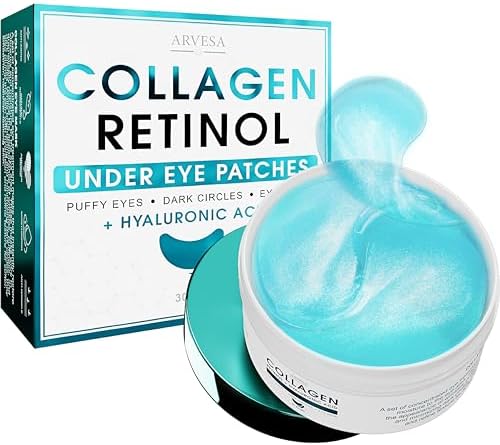 Under Eye Patches For Puffy Eyes And Dark Circles - Retinol Collagen Under Eye Masks - Reduce Wrinkles & Bags - Skin Treatment Pads - Anti Aging Moisturizer Mask For Women Gift - 60 Eye Gel Pads Arvesa