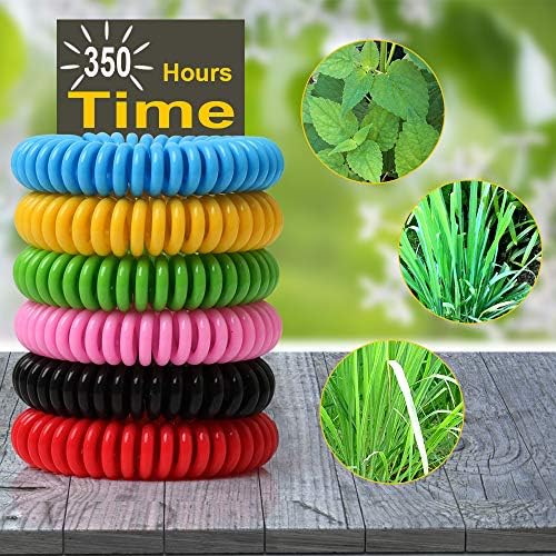 12 Pack Mosquito Bracelets, Mosquito Bands for Adults and Kids with Individually Wrapped & DEET Free, Natural and Waterproof Wristbands Citronella Bracelets for Camping Hiking BuggyBands