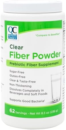 Quality Choice Clear Prebiotic Fiber Supplement Powder (Порошок) for Digestive Health - Tasteless, Non-Thickening Formula - 62 Servings (Порции), 8.3 Ounces - Ideal for Adults & Children 6 & Up Daily Fiber Powder Quality Choice