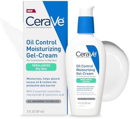 CeraVe Oil Control Moisturizing Gel-Cream | Face Moisturizer for Oily Skin | Niacinamide, Hyaluronic Acid & Oil Absorbing Technology To Rebalance Oily Skin | Non-Comedogenic, Fragrance Free & Oil Free CeraVe