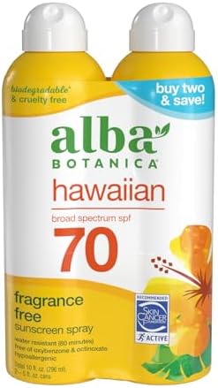 Alba Botanica Hawaiian Coconut Sunscreen, Spray Broad Spectrum SPF 30 Sunscreen, Water Resistant and Biodegradable 5 fl oz Bottle (Pack of 2) Alba Botanica