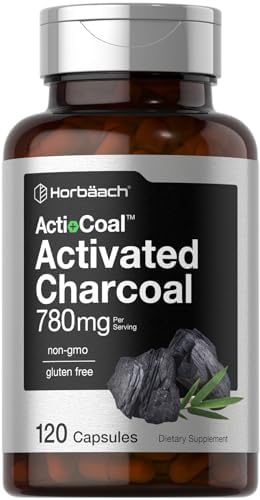 Horbäach Charcoal Pills 780mg | 120 Capsules (Капсулы) | Activated Charcoal from Coconut Shells | Non-GMO and Gluten Free | Acti-Coal Horbäach