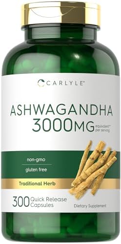 Carlyle Ashwagandha Supplement 3000mg | 300 Capsules (Капсулы) | Root Extract Supplement | Non-GMO, Gluten Free Carlyle