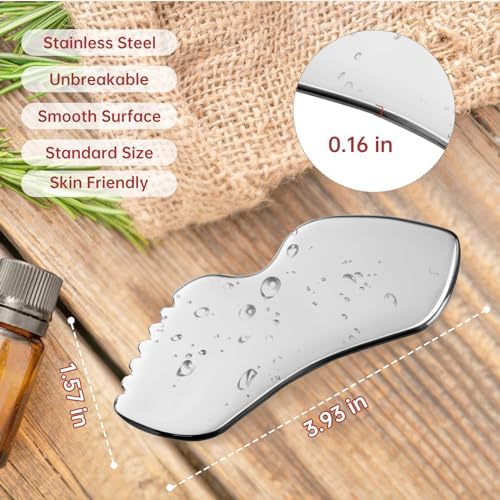 Stainless Steel Gua Sha Facial Tools, Face Comb & Massager Metal Gua sha Tool for Blood Circulation & Lymphatic Drainage, Body and Face Gua Sha Stone for Tighten Skin FSwsawX