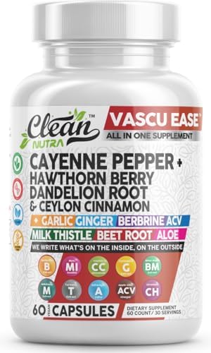 Cayenne Pepper Supplement with Hawthorn Berry Capsules (Капсулы), Dandelion Root, Ceylon Cinnamon, Garlic, Ginger, Berberine, Apple Cider Vinegar, Milk Thistle, Beet Root, Aloe Vera Pills & More by Clean Nutra Clean Nutraceuticals