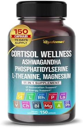 CORTISOL WELLNESS Magnesium Ashwagandha L-Theanine Phosphatidylserine Rhodiola Rosea Passionflower Lavender Chamomile -150 Capsules (Капсулы)- Made in USA GUDOMET