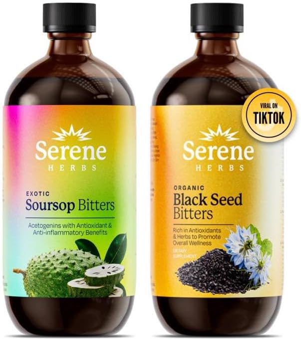 Soursop Bitters & Black Seed Bitters Package: Experience Holistic Wellness with Natural Essence Serene Herbs