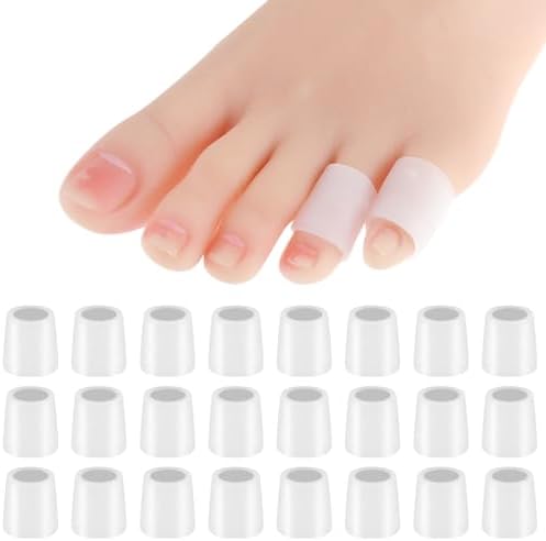 24 Pcs Silicone Toe Sleeves, Soft Gel Protector Toe Cushions Cuttable Pinky Toe Sleeves Protectors Corn Protectors Toe Tube Pads for Hammer Toe Stubbed Toe Corns Calluses Protect WY LIGHTING LEVEL