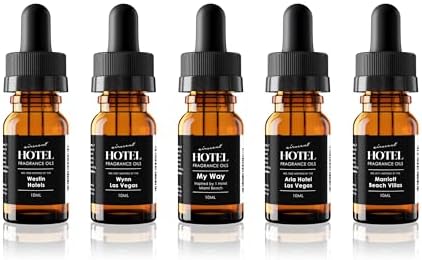 Hotel Diffuser Oil Gift Set - Inspired by The Most Popular 5-Star Hotel Scents - 10 mL, 0.34 fl oz AirScent Fragrance Oil Set - My Way, Westin Hotels, Wynn Las Vegas, Aria, Marriott Beach Villas Air-Scent