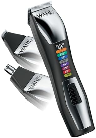 Wahl Color Pro All in One Rechargeable Cordless Color Coded Beard Trimmer with Detail Eyebrow Trimmer and Rotary Nose Hair Trimmer for Men- Model 3025945 Wahl