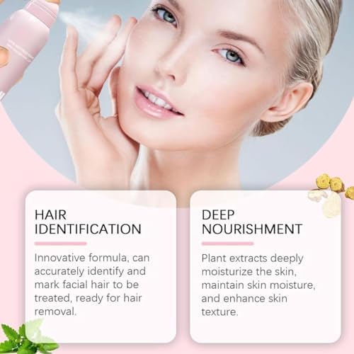 Hair Identifier Spray for Face Shaving Dermaplaning Woman Gifts - Skin Body Hair Identifying Spray with Razors - Facial Hair Identifier Spray for Dermaplaning, Hair Removal (1 bottle *4 Eyebrow Knife) NEAORUM