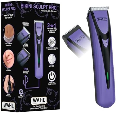 Wahl Bikini Sculpt Pro 2 in 1 USB Rechargeable Lithium-Ion Electric Shaver and Bikini Trimmer for Women - Face, Legs, Underarm, & Pubic Hair Removal Device - Model 3026004 Wahl