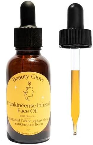 Frankincense Resin Infused Organic Black Seed, Castor & Jojoba Oils for Face Anti-Aging Miracle Facial Moisturizer Cold Pressed Serum Natural Skincare Hydrates Skin Moisturizing 1 Fl Oz Beauty Glow