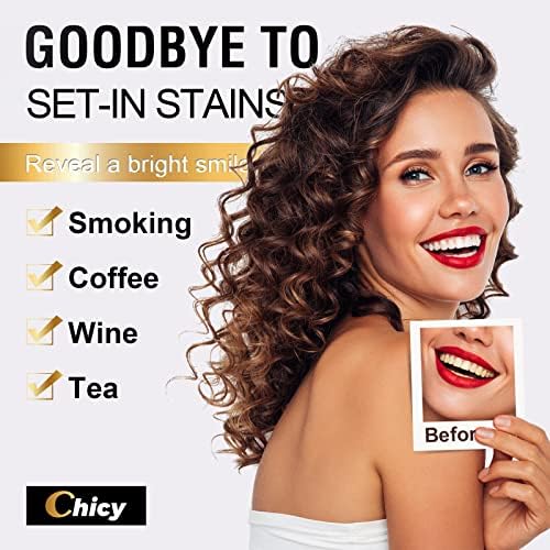 Teeth Whitening Strip for Sensitive Teeth 28 Treatments - Enamel Safe - Easy to Apply&Remove, Non-Slip Whitening Strips, Remove Tough Stains Effective - 56 Teeth Whitener Strips with Shade Guide CHICY