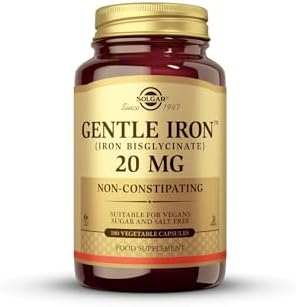 Solgar Gentle Iron 25mg, 90 Vegetable Capsules (Растительные капсулы) - Energy, Normal Red Blood Cell Production - Gentle on the Stomach - Non-GMO, Vegan, Gluten Free, Dairy Free, Kosher, Halal - 90 Servings (Порции) Solgar