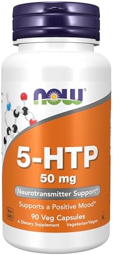 5-HTP (5-гидрокситриптофан) 50 мг для поддержки нервной системы, 90 капсул растительного происхождения NOW Foods