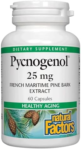 Natural Factors Pycnogenol Pine Bark 25mg Capsules (Капсулы), 60-Count Natural Factors