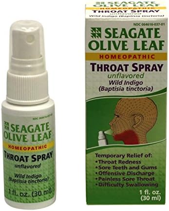 Seagate Products Homeopathic Olive Leaf Unflavored Throat Spray (Pack of 1) 1 Ounce Seagate