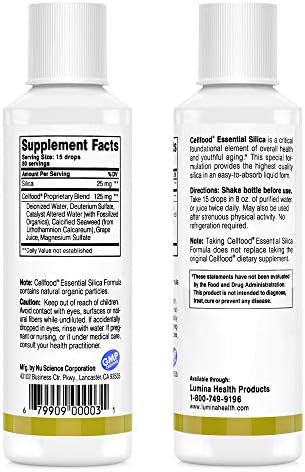 Cellfood Essential Silica Anti-Aging Formula, 4 fl oz (Жидкие унции) - Supports Healthy Bones, Joints, Hair, Skin, Nails, Teeth & Gums - Easy to Absorb Liquid (Жидкость) - Gluten Free, Thiaminase Free, Non-GMO - 40-Day Supply Cellfood