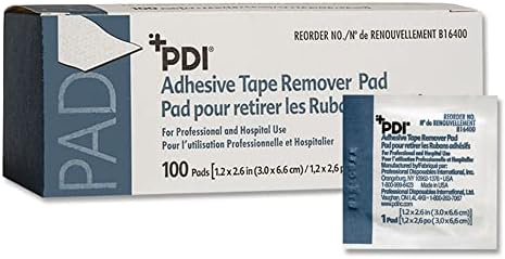 PDI Adhesive Tape Remover Pads - Medical Adhesive Remover for Skin, Removes Tape, Bandages, Stoma, Gentle on Skin - Individual Packet, 1.2 in. x 2.6 in., 100 Pads, 10 Packs, 1000 Total PDI