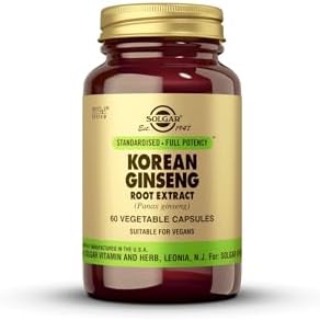 Solgar Korean Ginseng Root Extract, 60 Vegetable Capsules (Растительные капсулы) - Immune Support - Standardized, Full Potency (SFP) - Non-GMO, Vegan, Gluten Free, Dairy Free, Kosher - 60 Servings (Порции) Solgar