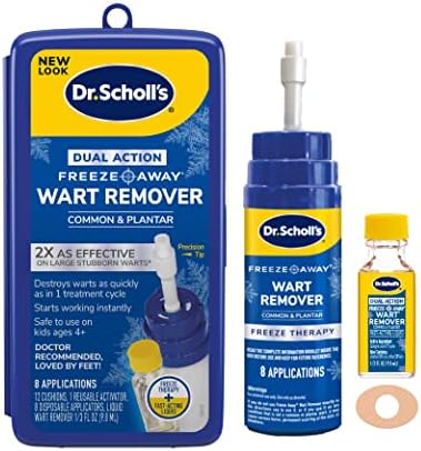 Dr. Scholl's Dual Action Freeze Away® WART Remover, 8 Applications // Freeze Therapy + Powerful Fast Acting Salicylic Liquid to Remove Common and Plantar Warts, 0.33 Fl Oz, 1 Count Dr. Scholl's