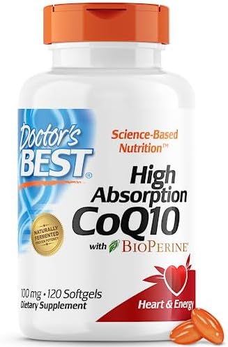 Doctor's Best High Absorption CoQ10 with BioPerine, Gluten Free, Naturally Fermented, Heart Health, Energy Production, 100 mg, 120 Count Doctor's Best