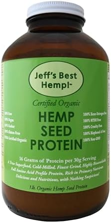 Jeff's Best Hemp! RAW Organic Finest Grind Cold-Milled Hemp Seed Protein 16oz Jeff's Best Hemp!