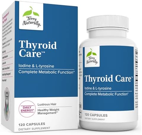 Terry Naturally Thyroid Care - 120 Capsules (Капсулы) - Complete Metabolic Function - with Iodine + L-Tyrosine - Non-GMO, Gluten Free, Kosher - 60 Servings (Порции) Terry Naturally