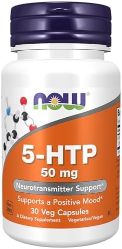 5-HTP (5-гидрокситриптофан) 50 мг для поддержания нейротрансмиттеров, 30 вегетарианских капсул NOW Foods