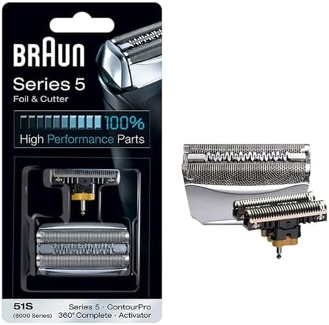 Braun 51S Series 5 Electric Shaver Replacement Foil & Cassette Cartridge, Silver Braun