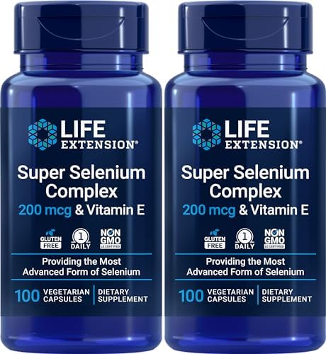 Life Extension Super Selenium Complex 200 mcg & Vitamin E, 100 Veg Caps (Вегетарианские капсулы) (Pack of 2) Life Extension