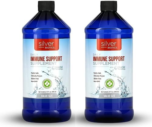 Silver Biotics Colloidal Nano SilverSol Ag₄O₄ 10 PPM Immune Support | Bio-Hacking Immune Building Natural Support | 32 Fl Oz (Pack of 2) American Biotech Labs