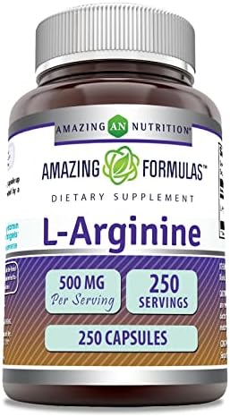 Amazing Formulas L-Arginine Supplement | 500 Mg Per Serving | Capsules | Amino Acid Supplement for Men & Women | Non-GMO | Gluten Free | Made in USA (120 Count) Amazing Nutrition