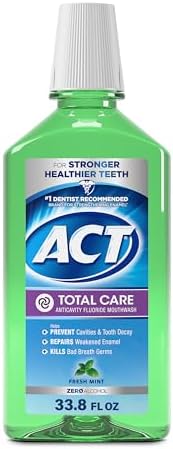 ACT Total Care Zero Alcohol Anticavity Fluoride Mouthwash 33.8 fl. oz. Fresh Mint Act