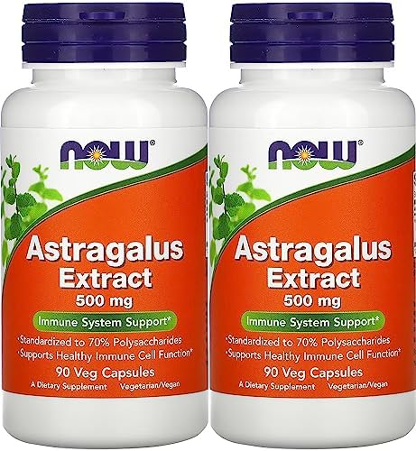 Now Foods Astragalus 70% Extractract 500mg, Veg-Capsules (Капсулы), 90-Count (Pack of 2) NOW Foods