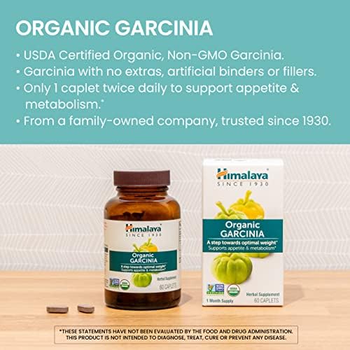 Himalaya Organic Garcinia Cambogia for Weight Loss, Promotes Healthy Body Weight and Metabolism, 600 mg, 120 Caplets, 2 Month Supply Himalaya