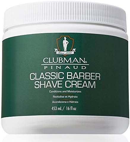 Clubman Pinaud Classic Barber Shave Cream (Крем), Moisturizing and Conditioning for Smooth Shave, Professional Quality for All Beard Types, 16 fl oz (Жидкие унции), 1-pack Clubman