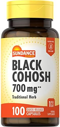 Sundance Black Cohosh 700mg | 100 Quick Release Capsules (Капсулы быстрого высвобождения) | Traditional Herb | Non-GMO and Gluten Free Supplement Sundance