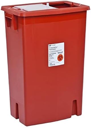 Covidien 8938 SharpSafety Sharps Container Slide Lid, 18 gal Capacity, Red (Pack of 5) COVIDIEN