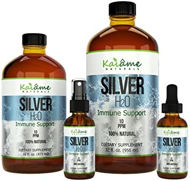 Kaiame Naturals Colloidal Silver, Ionic Silver Solution, 10 PPM, Large 16 oz Glass Bottle, Natural Immune Support Supplement, Safe for Adults, Children, and Pets Naturally Sourced