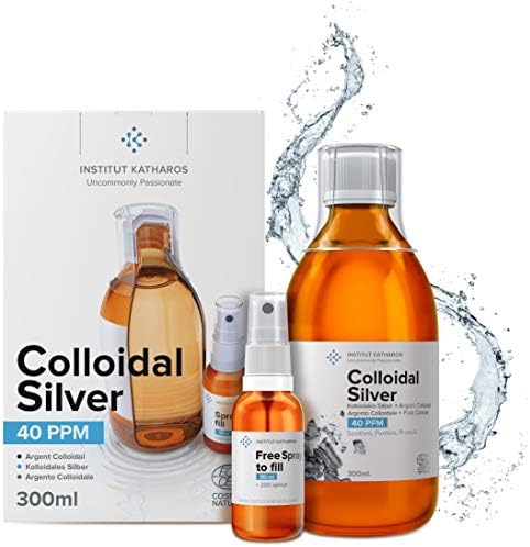 Colloidal Silver Liquid 10 fl oz & Spray to Fill ● Bioactive Hydrosol Silver Water ● Natural Immune Support Nano Sol Supplement Solution ● Ionic Minerals 40 PPM ● Organic Structured Plata Coloidal Institut Katharos