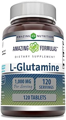 Amazing Formulas L Glutamine 1000 Mg Tablets | Amino Acid Supplement for Men & Women | Non-GMO | Gluten Free | Made in USA | (1 Pack, 120 Count) Amazing Nutrition