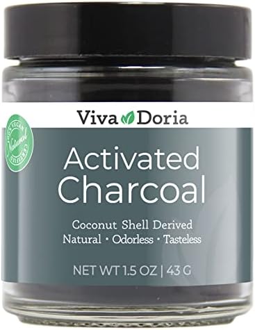 Viva Doria Virgin Activated Charcoal Powder (Порошок), Coconut Shell Derived, Food Grade, 1.5 Oz Glass Jar Viva Doria