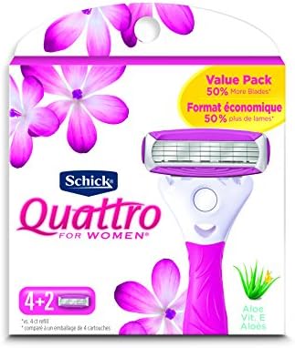 Schick Quattro Womens Ultra Smooth Razor Blade Refills for Women Value Pack, 6 Count (Pack of 1) Schick