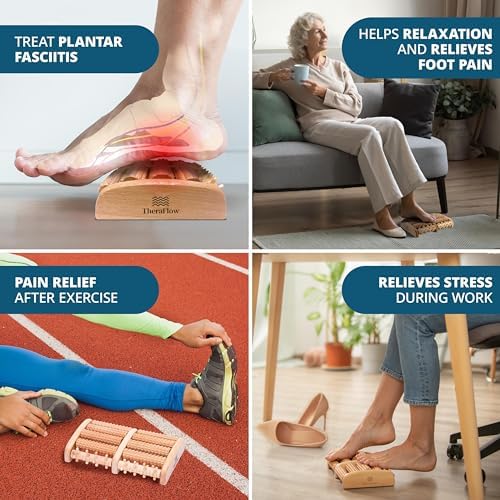 TheraFlow Foot Massager for Plantar Fasciitis Relief | Foot Massager for Neuropathy and Foot Massager l Feet Massager for Foot Pain and Foot Roller Massager Gifts for Mom and Dad, XL Dual Reflexology TheraFlow