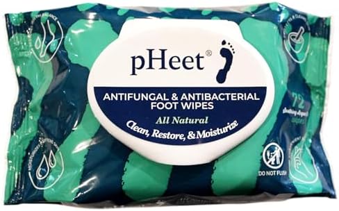 pHeet® Foot Wipes All-Natural Antifungal & Antibacterial Formula, Cleanses, Moisturizes, Prevents & Kills Athletes Foot, Toenail & Foot Fungus, Odor & Improves Dry, Cracked, Flaky & Diabetic Skin 72ct PHeet