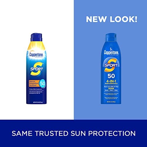 Coppertone Sport Sunscreen Spray SPF 50, Water Resistant Spray Sunscreen, Broad Spectrum SPF 50 Sunscreen, Bulk Sunscreen Pack, 5.5 Oz Bottle, Pack of 2 Coppertone